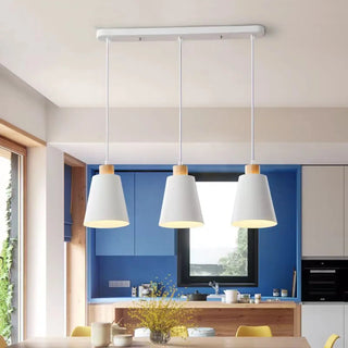 ZOWALA - Nordic Cone Iron Dining Room White 3-Light Pendant Light Image - 3