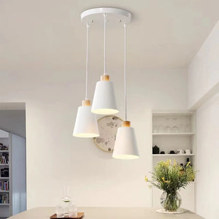 ZOWALA - Nordic Cone Iron Dining Room White 3-Light Pendant Light Image - 4