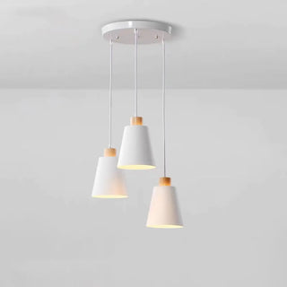 ZOWALA - Nordic Cone Iron Dining Room White 3-Light Pendant Light Image - 6