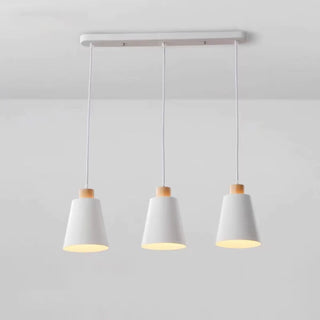 ZOWALA - Nordic Cone Iron Dining Room White 3-Light Pendant Light Image - 7