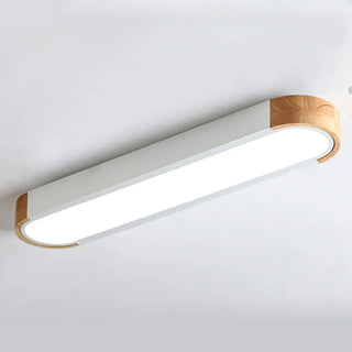 Hallway Wooden Rectangular Flush Mount Ceiling Light Zawala Image - 11
