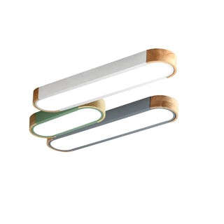 Hallway Wooden Rectangular Flush Mount Ceiling Light Zawala Image - 19