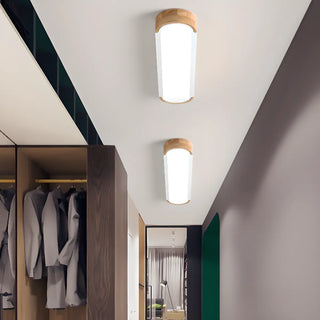 Hallway Wooden Rectangular Flush Mount Ceiling Light Zawala Image - 2