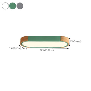 Hallway Wooden Rectangular Flush Mount Ceiling Light Zawala Image - 22