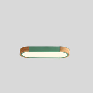 Hallway Wooden Rectangular Flush Mount Ceiling Light Zawala Image - 5