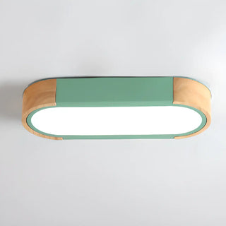 Hallway Wooden Rectangular Flush Mount Ceiling Light Zawala Image - 8