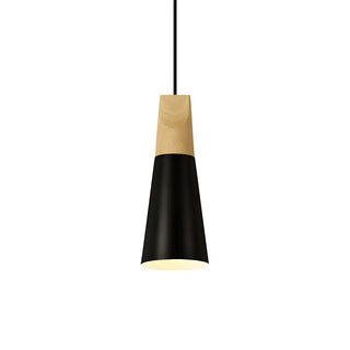 Nordic Modern Yellow Cone Wood Pendant Light Living Room Zawala Image - 12