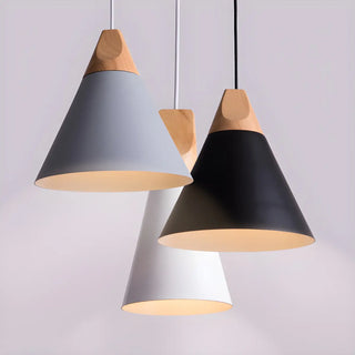 Nordic Modern Yellow Cone Wood Pendant Light Living Room Zawala Image - 13