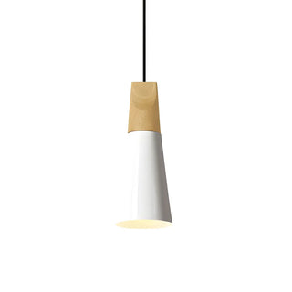 Nordic Modern Yellow Cone Wood Pendant Light Living Room Zawala Image - 15
