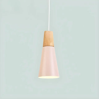 Nordic Modern Yellow Cone Wood Pendant Light Living Room Zawala Image - 16