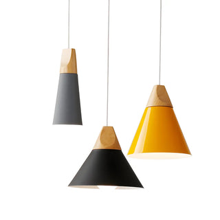 Nordic Modern Yellow Cone Wood Pendant Light Living Room Zawala Image - 17