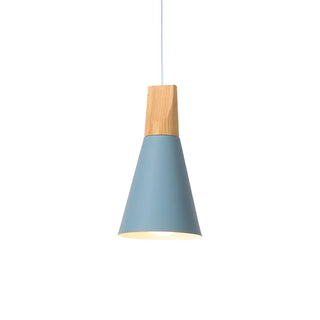 Nordic Modern Yellow Cone Wood Pendant Light Living Room Zawala Image - 19