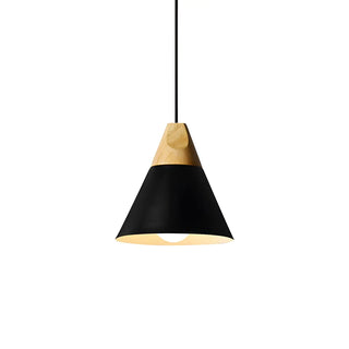 Nordic Modern Yellow Cone Wood Pendant Light Living Room Zawala Image - 23
