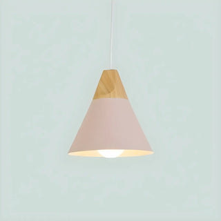 Nordic Modern Yellow Cone Wood Pendant Light Living Room Zawala Image - 26