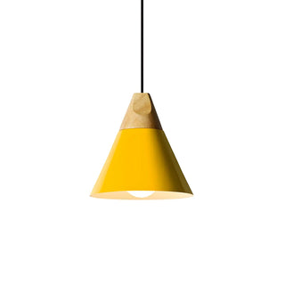 Nordic Modern Yellow Cone Wood Pendant Light Living Room Zawala Image - 27