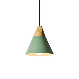 Nordic Modern Yellow Cone Wood Pendant Light Living Room Zawala Image - 29