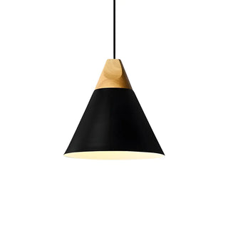 Nordic Modern Yellow Cone Wood Pendant Light Living Room Zawala Image - 30
