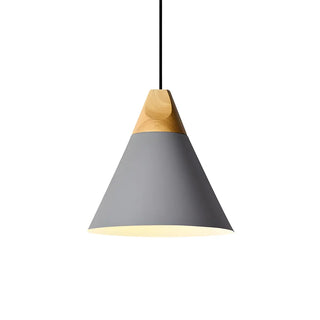 Nordic Modern Yellow Cone Wood Pendant Light Living Room Zawala Image - 31