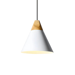 Nordic Modern Yellow Cone Wood Pendant Light Living Room Zawala Image - 32