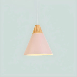 Nordic Modern Yellow Cone Wood Pendant Light Living Room Zawala Image - 33