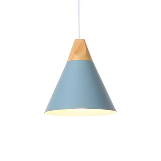 Nordic Modern Yellow Cone Wood Pendant Light Living Room Zawala Image - 35