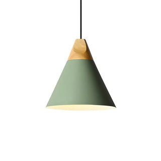 Nordic Modern Yellow Cone Wood Pendant Light Living Room Zawala Image - 36