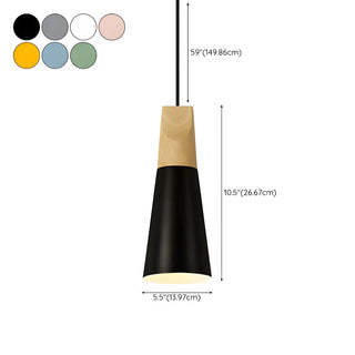 Nordic Modern Yellow Cone Wood Pendant Light Living Room Zawala #size