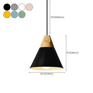 Nordic Modern Yellow Cone Wood Pendant Light Living Room Zawala Image - 38