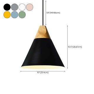Nordic Modern Yellow Cone Wood Pendant Light Living Room Zawala Image - 39
