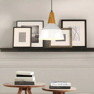 aaaZOWALA - Contemporary Nordic Cone Wood Study Black Pendant Light Image - 4