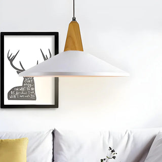 aaaZOWALA - Contemporary Nordic Cone Wood Study Black Pendant Light Image - 5