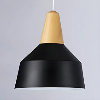 aaaZOWALA - Contemporary Nordic Cone Wood Study Black Pendant Light Image - 7