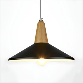 aaaZOWALA - Contemporary Nordic Cone Wood Study Black Pendant Light Image - 8