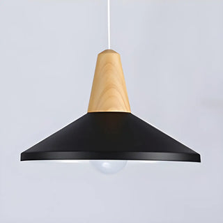 aaaZOWALA - Contemporary Nordic Cone Wood Study Black Pendant Light Image - 9