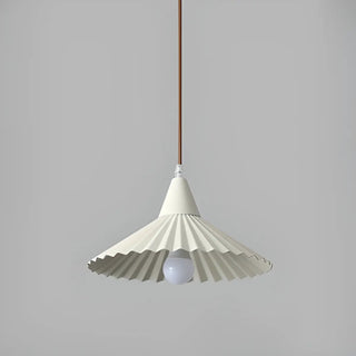 ZOWALA - Nordic Pleated Cone Wood Color Pendant Light Dining Room Image - 11
