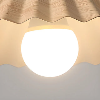 ZOWALA - Nordic Pleated Cone Wood Color Pendant Light Dining Room Image - 14