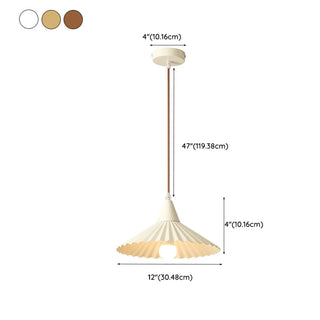 ZOWALA - Nordic Pleated Cone Wood Color Pendant Light Dining Room #size