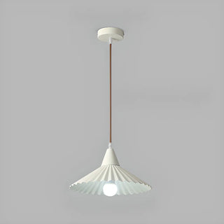 ZOWALA - Nordic Pleated Cone Wood Color Pendant Light Dining Room Image - 5
