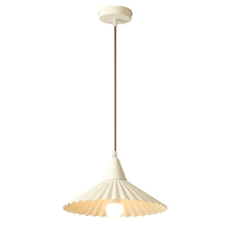 ZOWALA - Nordic Pleated Cone Wood Color Pendant Light Dining Room Image - 8