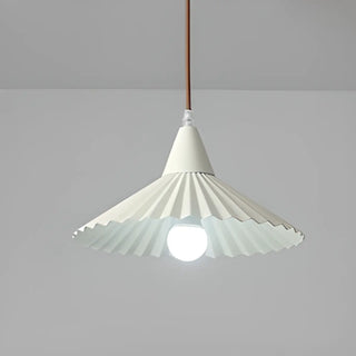 ZOWALA - Nordic Pleated Cone Wood Color Pendant Light Dining Room Image - 9