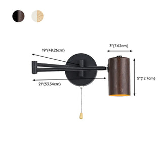 Nordic Swing Arm Pull Chain Bedroom Wood Wall Light #size
