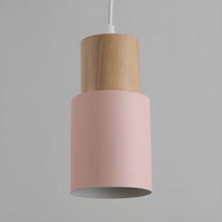 ZOWALA - Modern Colorful Metal Wooden Cylinder Pendant LIght Image - 10