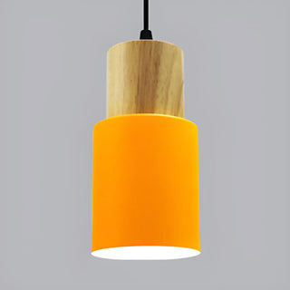 ZOWALA - Modern Colorful Metal Wooden Cylinder Pendant LIght Image - 11