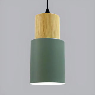 ZOWALA - Modern Colorful Metal Wooden Cylinder Pendant LIght Image - 12