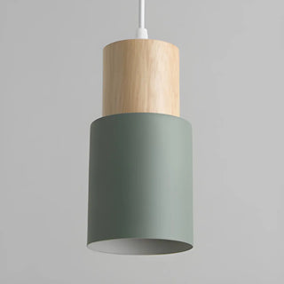 ZOWALA - Modern Colorful Metal Wooden Cylinder Pendant LIght Image - 13