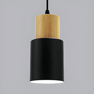 ZOWALA - Modern Colorful Metal Wooden Cylinder Pendant LIght Image - 3