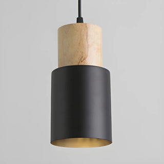 ZOWALA - Modern Colorful Metal Wooden Cylinder Pendant LIght Image - 4