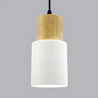 ZOWALA - Modern Colorful Metal Wooden Cylinder Pendant LIght Image - 5