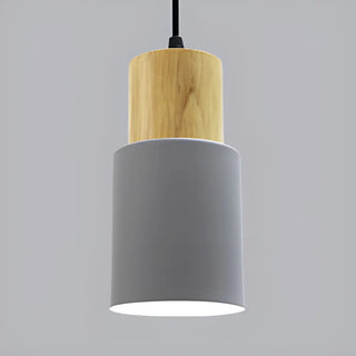ZOWALA - Modern Colorful Metal Wooden Cylinder Pendant LIght Image - 7