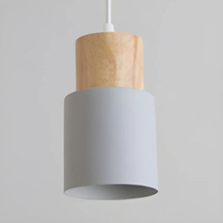 ZOWALA - Modern Colorful Metal Wooden Cylinder Pendant LIght Image - 8